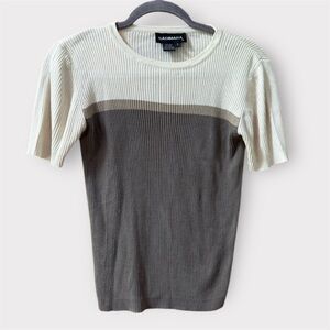 Vintage Two-Tone Ribbed silk Knit Top 90s vibe